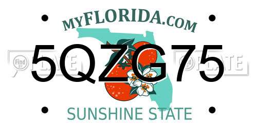5QZG75 Florida License Plate
