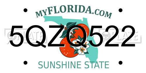 5QZQ522 Florida License Plate