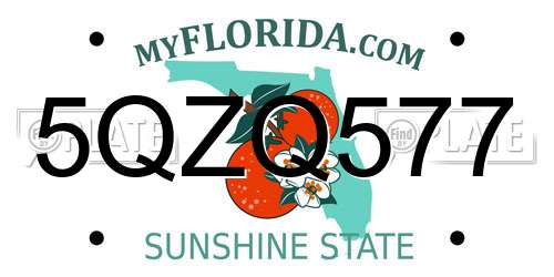 5QZQ577 Florida License Plate