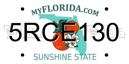 5RCE130 Florida License Plate