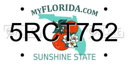 5RCT752 Florida License Plate