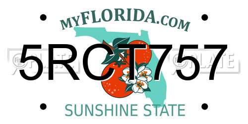 5RCT757 Florida License Plate