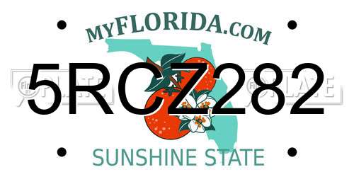 5RCZ282 Florida License Plate