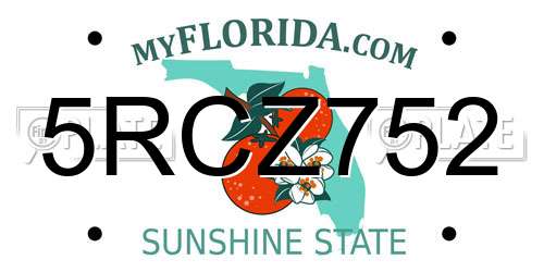 5RCZ752 Florida License Plate