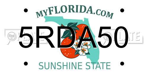 5RDA50 Florida License Plate