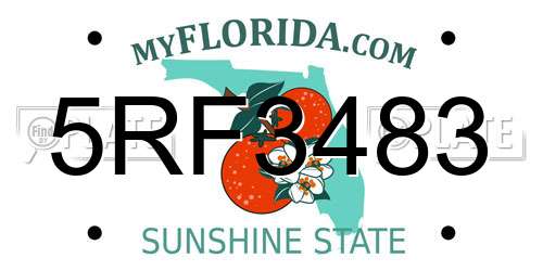 5RF3483 Florida License Plate