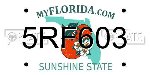 5RF603 Florida License Plate