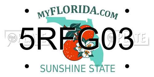 5RFG03 Florida License Plate
