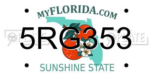 5RG353 Florida License Plate