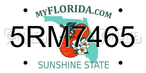 5RM7465 Florida License Plate