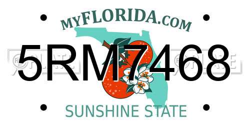 5RM7468 Florida License Plate