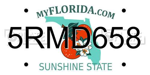 5RMD658 Florida License Plate