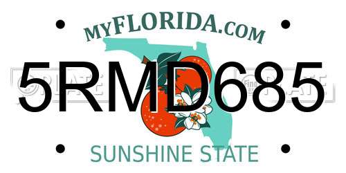 5RMD685 Florida License Plate