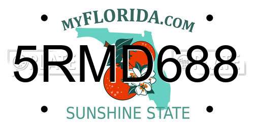 5RMD688 Florida License Plate