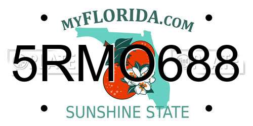 5RMO688 Florida License Plate