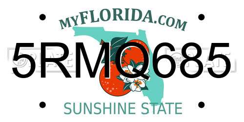 5RMQ685 Florida License Plate