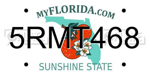 5RMT468 Florida License Plate