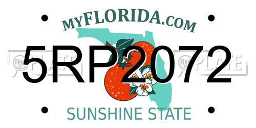 5RP2072 Florida License Plate