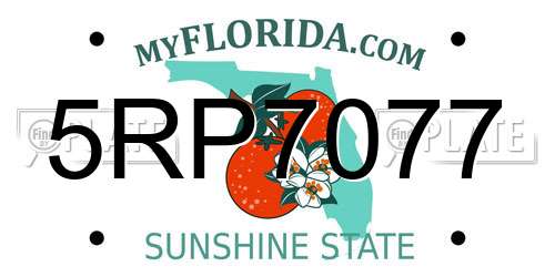 5RP7077 Florida License Plate