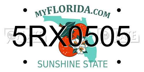 5RX0505 Florida License Plate
