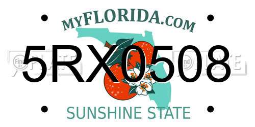 5RX0508 Florida License Plate