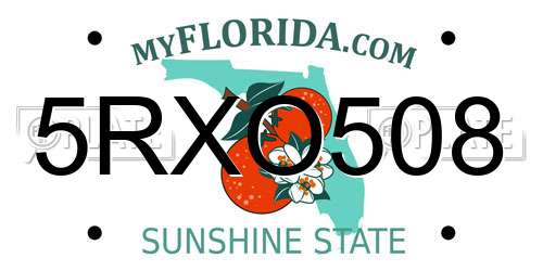 5RXO508 Florida License Plate