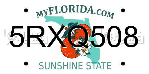 5RXQ508 Florida License Plate