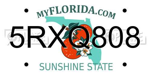 5RXQ808 Florida License Plate