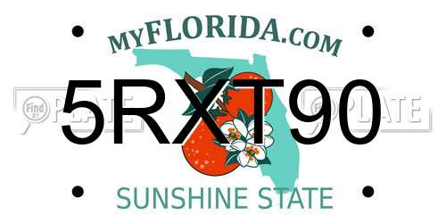 5RXT90 Florida License Plate