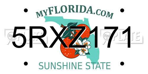 5RXZ171 Florida License Plate