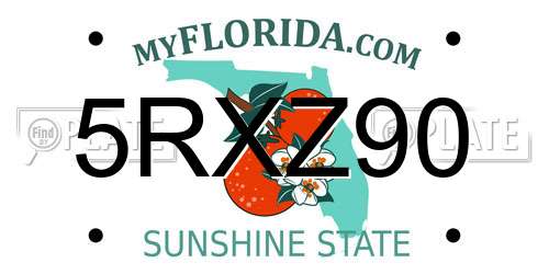 5RXZ90 Florida License Plate