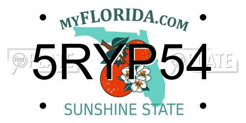 5RYP54 Florida License Plate
