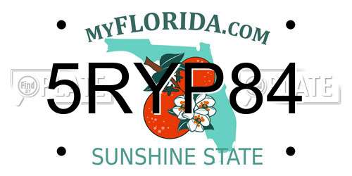 5RYP84 Florida License Plate