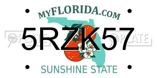5RZK57 Florida License Plate