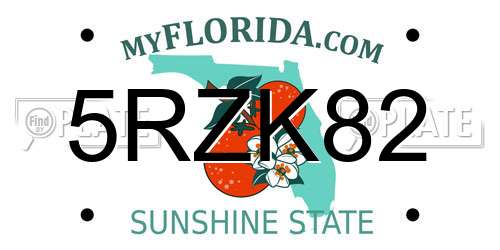 5RZK82 Florida License Plate