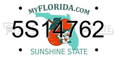5S14762 Florida License Plate
