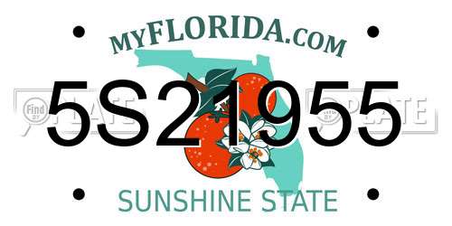 5S21955 Florida License Plate