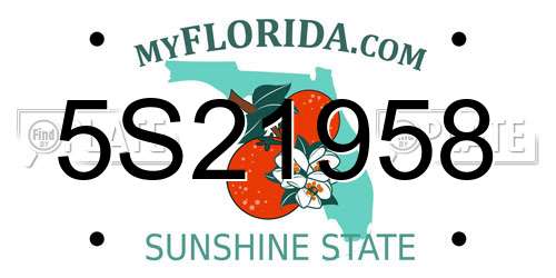 5S21958 Florida License Plate