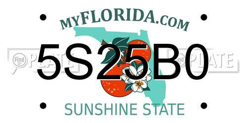 5S25B0 Florida License Plate