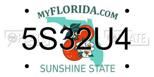5S32U4 Florida License Plate