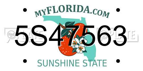 5S47563 Florida License Plate