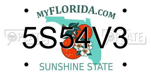 5S54V3 Florida License Plate