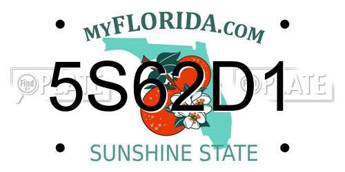 5S62D1 Florida License Plate