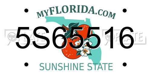 5S65516 Florida License Plate