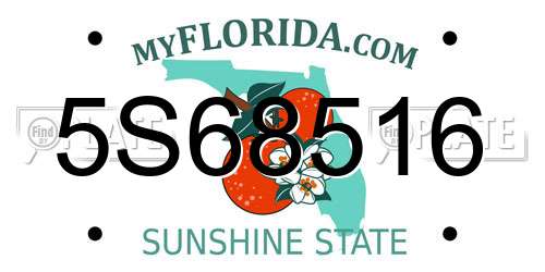 5S68516 Florida License Plate