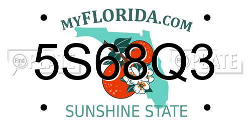 5S68Q3 Florida License Plate