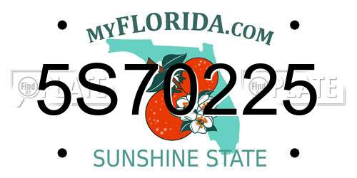 5S70225 Florida License Plate