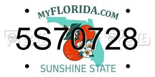 5S70728 Florida License Plate