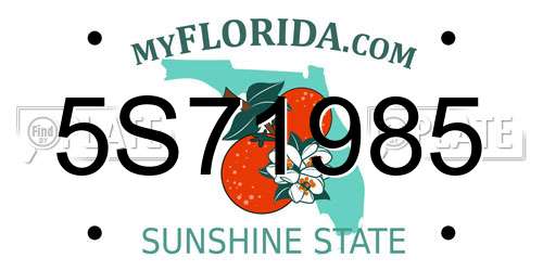 5S71985 Florida License Plate