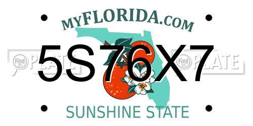 5S76X7 Florida License Plate